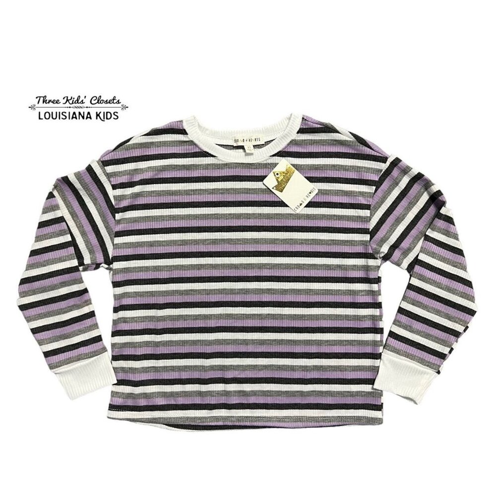 NEW Crown Of Hearts XS (5-6Y) Striped Ribbed Top